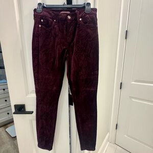 7 For All Mankind Deep Red Velvet Trousers